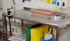 1 x Large Stainless Steel Prep Table With Basin And Commercial Can Opener - From a Popular