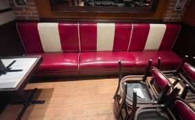 1 x 3-Section Seating Bench With High Backs - Retro 1950's American Diner Style With Red Faux