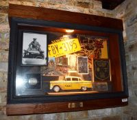 1 x Americana Wall Mounted Illuminated Display Case - NEW YORK TAXI - American Themed Showcase