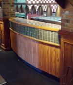 3-Section Wooden Passthrough Server Bar Featuring A Marble Effect Counter And Tiled Centre Section
