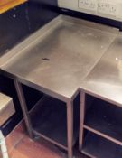 1 x Stainless Steel Corner Prep Table With Upstand & Under-shelf - From a Popular American Diner