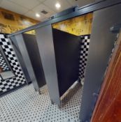 1 x Restaurant 3-Stall / 3-Door Bathroom Partition In Grey - From a Popular American Diner - CL800 -