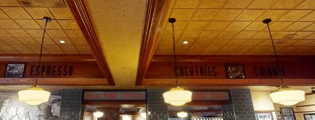 3 x Stylish Commercial Chain Suspended Pendant Lights With Opal Glass Shades - From a Popular