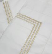 4-Piece PRATESI 'Tre Riche' Gold Embroidered Angel Skin Cotton Sheet & Pillow Set - Original
