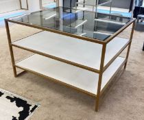 1 x Large Square Commercial 3-Tier Tapered Shop Retail Display Unit With Tinted Glass Top