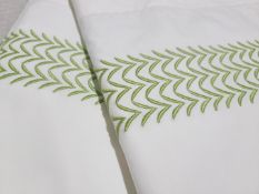 Set Of 2 PRATESI Luxury Italian Bisanzio Sage Green Embroidered On Angel Skin Shams 65x65cm