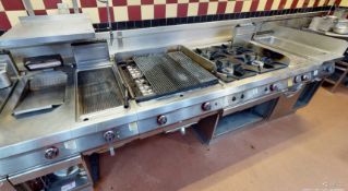 1 x Angelo Po Commercial Kitchen Modular Cooking Station - Includes 11 Units Featuring a Four Burner