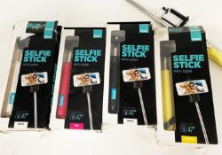 24 x KNOX Selfie Sticks With Zoom In Multiple Colours With Charger & Wrist Strap 47inches