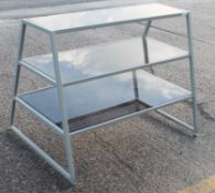 1 x Commercial 3-Tier Tapered Shop Retail Display Unit With Tinted Glass Shelves - Recently