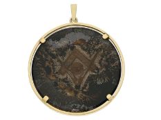 Anhänger: interessanter und einzigartiger vintage Goldanhänger mit Freimaurersymbolik, 14K Gelbgold