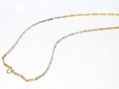 Kette/Collier: lange vintage Bicolor-Kette, Goldschmiedehandarbeit, 14K Gold
