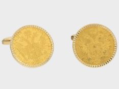 Manschettenknöpfe: goldene vintage Manschettenknöpfe mit österreichischen Münzen/Dukaten, 1915