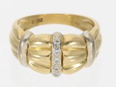 Ring: dekorativer kleiner Goldring mit Brillanten, 18K Gold
