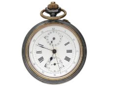 Taschenuhr: interessanter, seltener Schweizer Chronograph "Compteur" mit seltenem Präzisionskaliber,