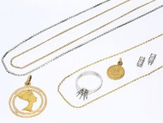 Kette/Collier/Anhänger: Konvolut vintage Goldschmuck, 18K Gold