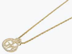 Kette/Collier: goldene vintage Kette mit hochwertigem Brillant-Goldschmiedeanhänger mit Monogramm "G