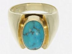 Ring: schöner vintage Goldring mit Türkiscabochon, 14K Gold