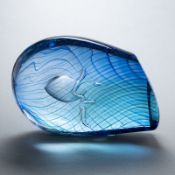 Unikat - Glasobjekt mit Gesicht und großer Luftblase. Göran Wärff - Ausführung Kosta Boda.