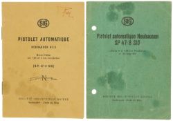 2 Reglemente zur Pistole SIG SP 47/8 in französischer Sprache