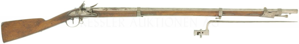 Steinschlossgewehr, kant.-Ord. um 1760,Kal. 17.6mm
