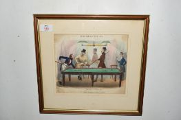 19th century coloured print, Sports and Pastimes No 4, 'Now for a cannon', published W Spooner,