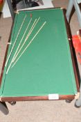 Miniature snooker table with cues, 64cm long