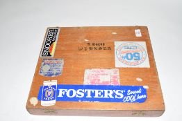 Wooden cased hard plastic snooker triangle bearing presentation inscription 'John Smyth,