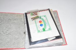 Red album containing a range various snooker and billiards ephemera to include amateur billiard