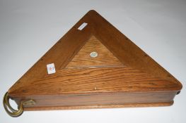 Early Burroughs & Watts set of ivory snooker balls in original oak triangle cabinet circa 1910