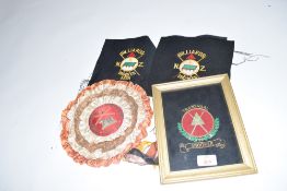 Mixed lot comprising three fabric emblems, New Zealand Billiards and Snooker Association, a