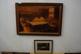 After Charles Cundall, The Royal Academy, 2nd May 1938, oleograph print, framed, 68cm wide