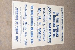 Advertising poster - Royal Northern Hospitals Billiards and Snooker League, the first appearance