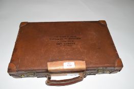 Leather ball box containing personal items belonging to Sidney Lee including personal cue tips and