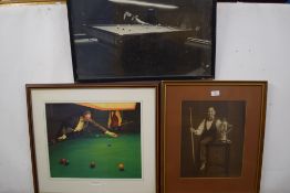 Mixed Lot comprising framed black and white photograph, snooker scene, together with a further early