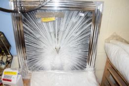 Peacock framed graphic art print, 75 x 75cm