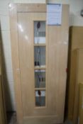 Interior engineered oak veneer door with glazed inserts, 84 x 198cm