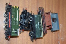 Hornby and other 0 gauge model railway items to include a Harvey Bros livestock wagon, a Kitmaster