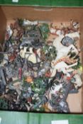 One box various die-cast and plastic animals