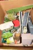 Box various sundry model railway items to include landscape items, trees, bridge etc