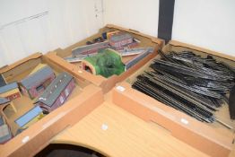 Three boxes of various model railway buildings, tunnels etc to include Hornby and Bachmann plus a