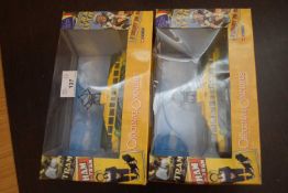 Corgi Original Omnibus Company two Blackpool Brush rail coach Metro Coastlines trams (boxed)