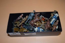 Quantity of vintage lead figures mainly of soldiers, mostly by J Hill and Britains