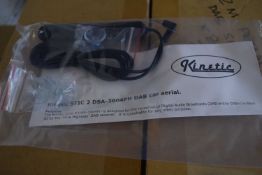 Box containing 100 Kinetic Stic 2 DSA-3004PH Internal Glass Mount DAB Aerial with a 2.5mm Jack