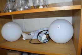 Pair of pendant light fittings, gold/black