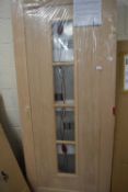 Internal engineered oak veneer door with central glazing, width 84cm x 198cm
