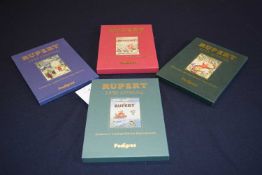 4 Rupert Annual,s collectors' limited edition reproduction by pedigree 1951, 1952, 1949and 1950