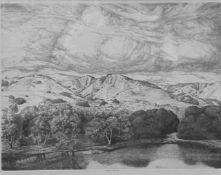 Ernest Haskell (American,19th / early 20th century), Storm clouds over El Torro, etching, signed