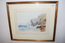 Rubens Southey (British, 20th century) coastal scene, watercolour and bodycolour, signed, framed and
