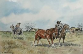 Enrique Castells Capurro (Uruguayan, 20th Century) Pair of South American ranch scenes: 