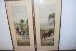 William Henry Tuck (British,19th century), a pair of horse and coach scenes, coloured engravings,
